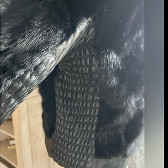 Black mink and leather coat - Picture 3 of 4